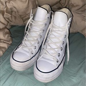 Leather Platform Converse Chuck All Star White